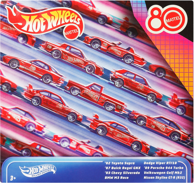 Tematyczny zestaw 8 samochodzików Hot Wheels 80 lat jazdy Mattel JGK09 (194735315796) - obraz 5