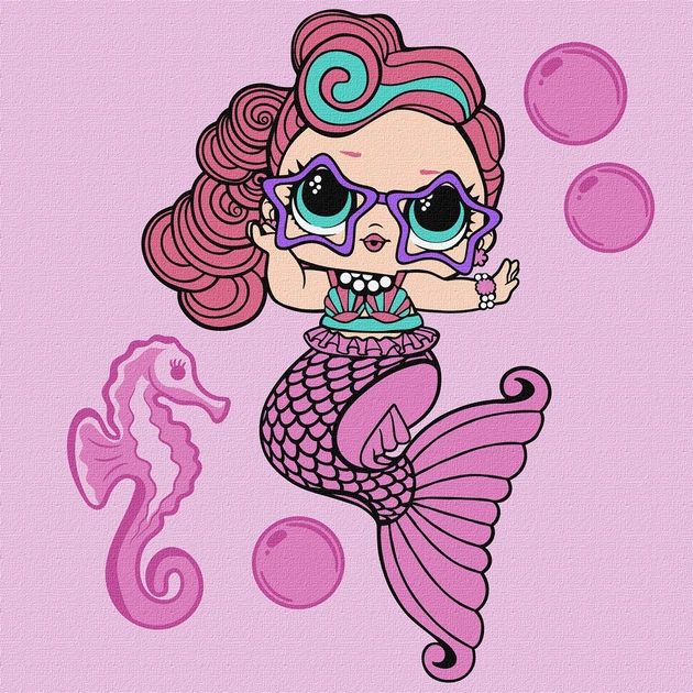 Obraz do malowania po numerach Ideyka L.O.L. Surprise! Mermaids Waves 40x40 cm KHO6266 (4823104371243) - obraz 1