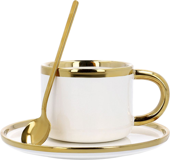 Чашка Homla Sinnes з блюдцем та ложечкою біла 0.2 л (5904183806563) - зображення 1