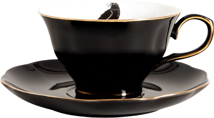 Filiżanka ze spodkiem Homla Barik czarna z krukiem 150 ml (5906496750458) - obraz 2