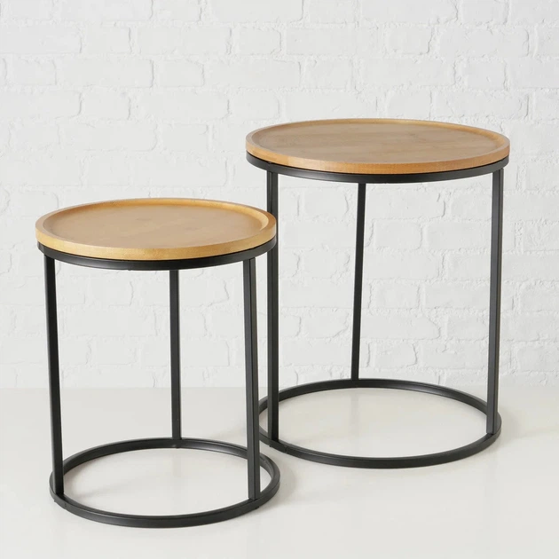 Набір журнальних столиків Boltze Borino з бамбуковою стільницею 38-45 см 2 шт. (4066076443680) - зображення 2