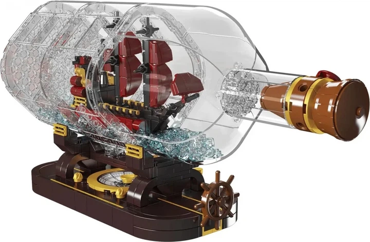 Набір кубиків Піратський корабель у пляшці, червоний, 885 елементів ZKL.10085 (5903864973266) - зображення 5