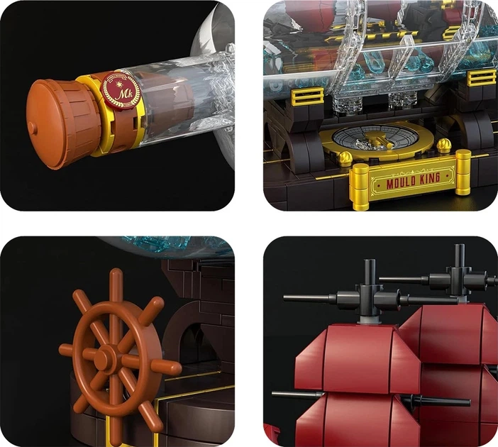 Набір кубиків Піратський корабель у пляшці, червоний, 885 елементів ZKL.10085 (5903864973266) - зображення 7