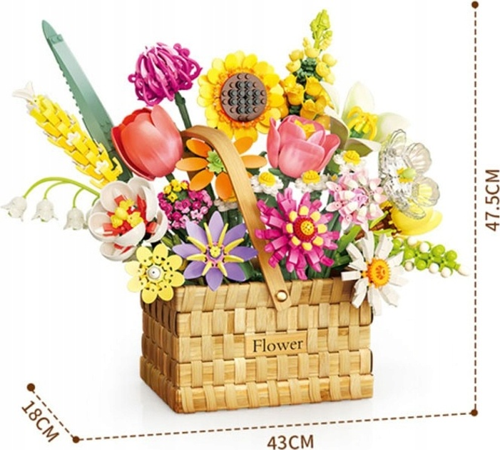 Zestaw klocków Bukiet wiosenny w koszyku 1615 elementów ZKL.FL2233 (5903864973587) - obraz 3