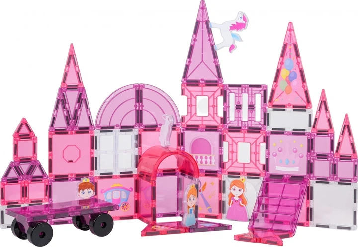 Klocki konstrukcyjne magnetyczne Księżniczka różowa 58 elementów ZKL.X6031 (5903864973839) - obraz 2
