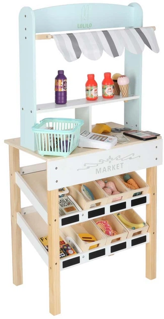 Market drewniany Lulilo Melo Stragan supermarket z kasą (5903039766181) - obraz 2