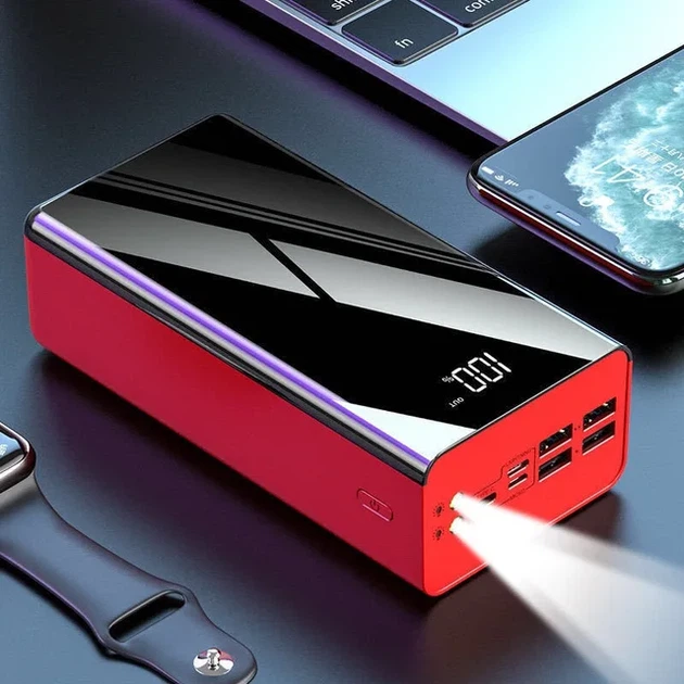 Power Bank 60000 mAh повербанк с экраном и фонариком 115 Red (15342) - изображение 2