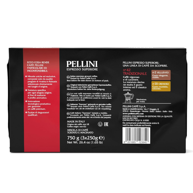 Кофе молотый Pellini Espresso Superiore N.42 Tradizionale (3*250г), 750 г - изображение 2