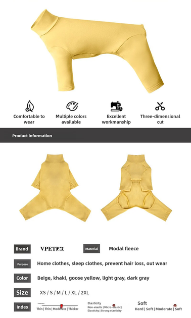 Базовый комбинезон/пижама для собак V.PET.B.R. Dog Jumpsuit CF36 Grey, XS - Фото 6 Базовый комбинезон/пижама для собак V.PET.B.R. Dog Jumpsuit CF36 Grey, XS - изображение 6