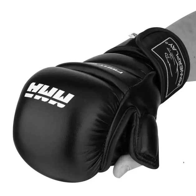 Рукавички для MMA PowerPlay 3026 розмір L, чорні - Фото 1 Рукавички для MMA PowerPlay 3026 розмір L, чорні - изображение 1