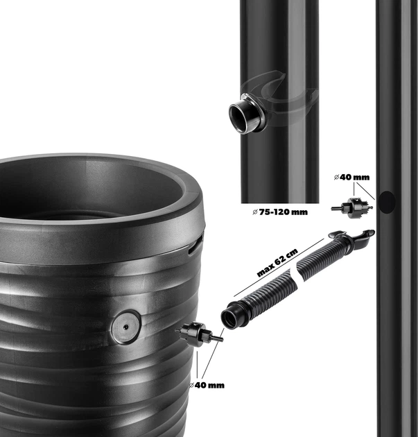 Zbiornik na deszczówkę z podstawką Kadax Maser 240L Antracytowy - obraz 5