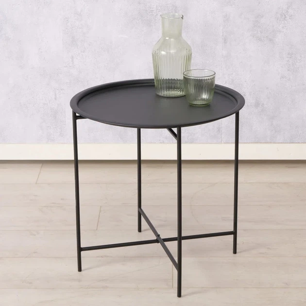 Stolik pomocniczy Boltze Rocko z metalu 46 cm Czarny (4066076501014) - obraz 2