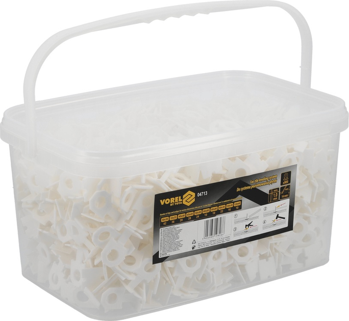 Кліпси для системи вирівнювання плитки VOREL 1 мм 900 шт. 04713 (5906083108266) - зображення 3