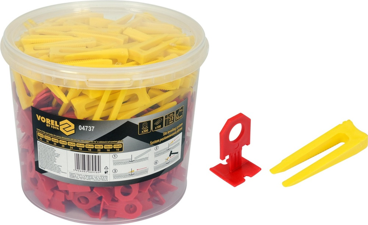 Система вирівнювання плитки VOREL кліпси + клини 3 мм 300 + 100 шт. 04737 (5906083089589) - зображення 1