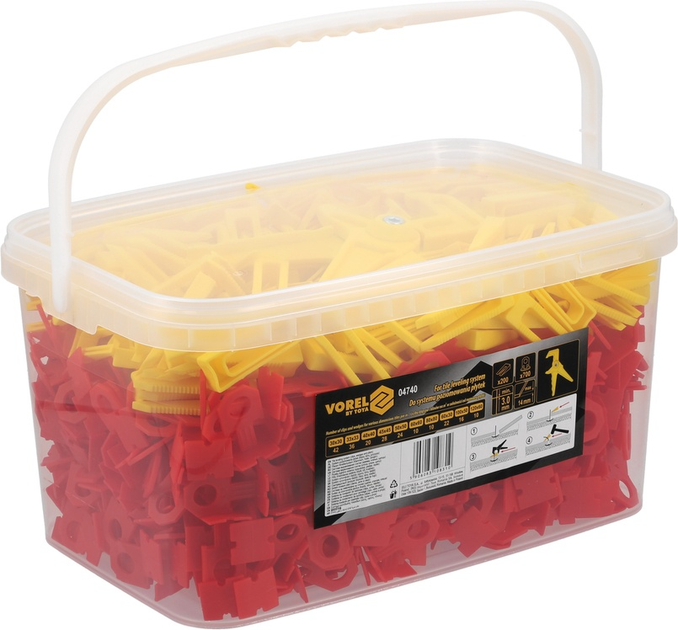 Система вирівнювання плитки VOREL кліпси + клини + щипці 3 мм 700 + 200 шт. 04740 (5906083108310) - зображення 5