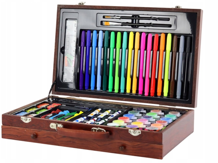 Художній набір LEAN Toys у дерев’яній валізі 123 елементи (5905991002352) - зображення 2