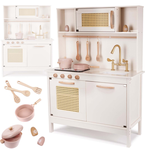 Kuchnia dla dzieci Lulilo BOHO Drewniana MDF z akcesoriami Retro 100 cm KX6284 (5903039717855) - obraz 2