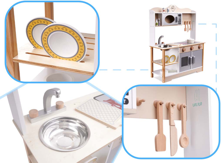 Kuchnia drewniana MDF Lulilo KUKETO z akcesoriami 85 cm KX5548 (5903039727663) - obraz 7