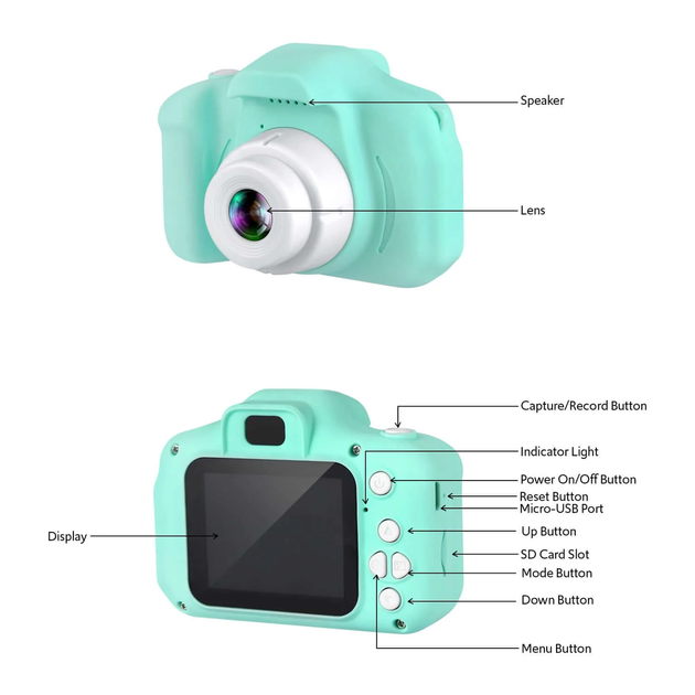 Детский фотоаппарат для девочек и мальчиков Fixget Kids Camera 1080P HD 32Гб SSD Синий - изображение 12