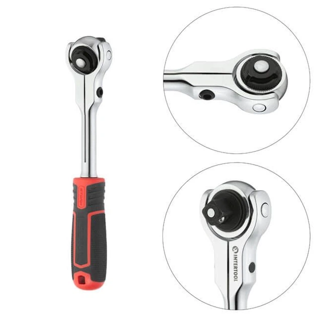 Рукоятка с храповым механизмом поворотная, 72 зуба 1/2", Cr-V STORM INTERTOOL ET-8009 - изображение 2
