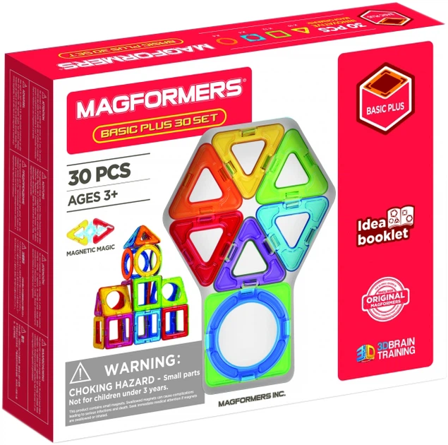 Magnetyczny zestaw konstrukcyjny Magformers Zestaw podstawowy plus 30 elementów (715015) (8809465534585) - obraz 1