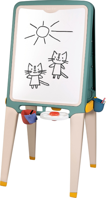 Dwustronna tablica Smoby Toys Litery i cyfry z pojemnikami na akcesoria i paletą na farby 13 akcesoriów 58 x 125 cm (7600410106) (3032164101061) - obraz 2