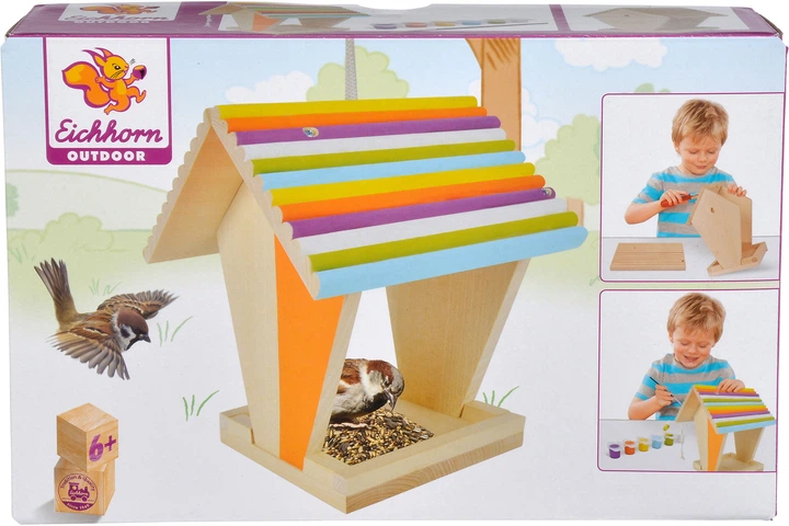 Годівниця для птахів Eichhorn дерев'яна 14 x 14 x 24 см (100004582) (4003046000887)  - зображення 1