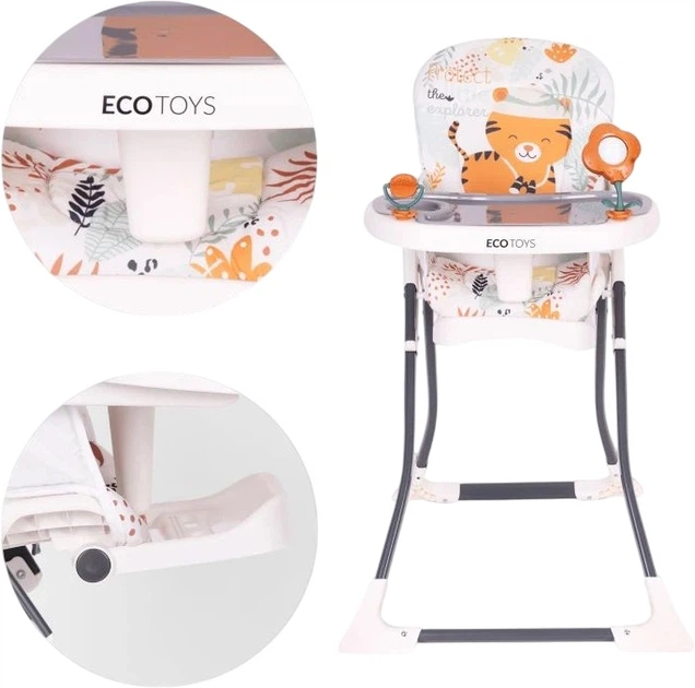 Стільчик для годування EcoToys складний з іграшками Різнокольоровий (5905817007936) - зображення 6