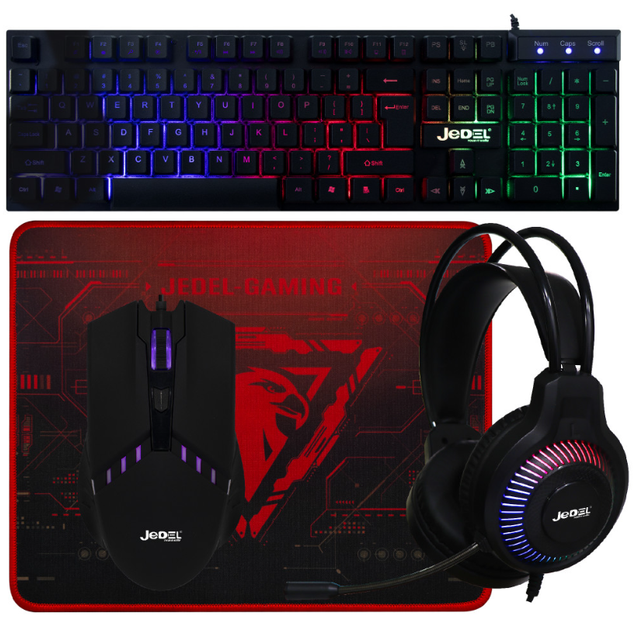 Игровой комплект Jedel CP-09 4в1(клавиатура + мышь + наушники + коврик) с подсветкой - изображение 6
