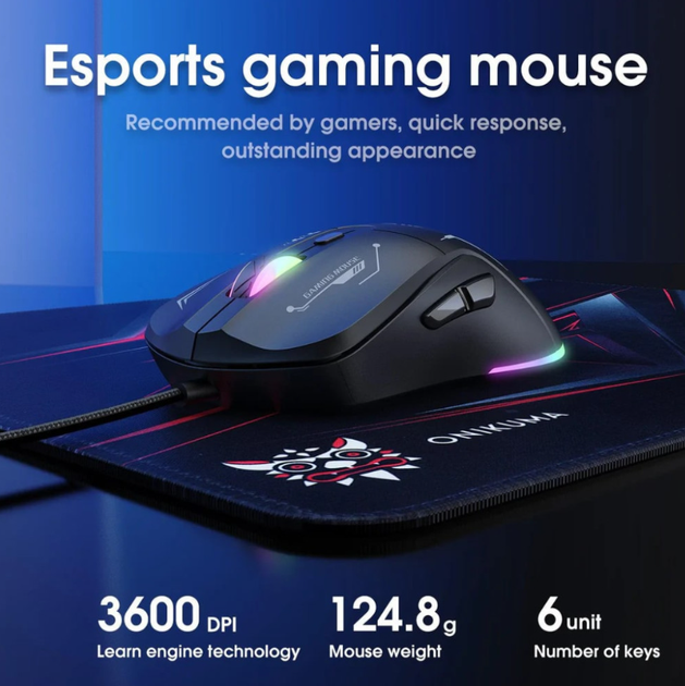 Игровой комплект Onikuma TZ3006 3 в 1 (клавиатура + мышь + коврик) с подсветкой (з Eng розкладкою) - изображение 7