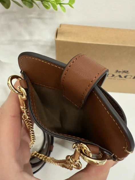Coach C7397 Smartphone Shoulder COACH Coated Canvas Smooth Leather Signature Phone Crossbody Pouch Crossbody Pouch Crossbody Chain Smartphone Shoulder Bag Khaki - Фото 6 Coach C7397 Smartphone Shoulder COACH Coated Canvas Smooth Leather Signature Phone Crossbody Pouch Crossbody Pouch Crossbody Chain Smartphone Shoulder Bag Khaki - изображение 6