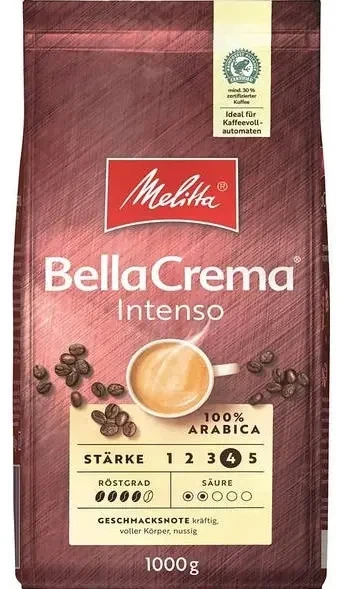 Кофе зерновой Melitta Bella Crema Intenso 1кг Темно-средняя обжарка (КЗ-000119) - Фото 1 Кофе зерновой Melitta Bella Crema Intenso 1кг Темно-средняя обжарка (КЗ-000119) - изображение 1