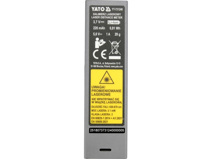 Dalmierz laserowy YATO YT-731240 kieszonkowy (5906083123016) - obraz 5