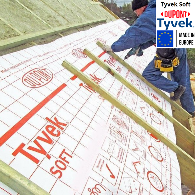 Супердифузійна мембрана Tyvek Soft 1,5 x 50 м, 75 м2, 60 г/м2 - зображення 8
