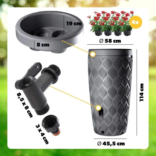 Zbiornik na deszczówkę Kadax Reveret 240 L Antracytowy - obraz 2