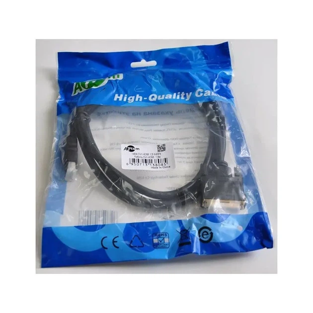 Кабель ATCOM DVI - HDMI 24pin 1.8m чорний 3808 - изображение 3