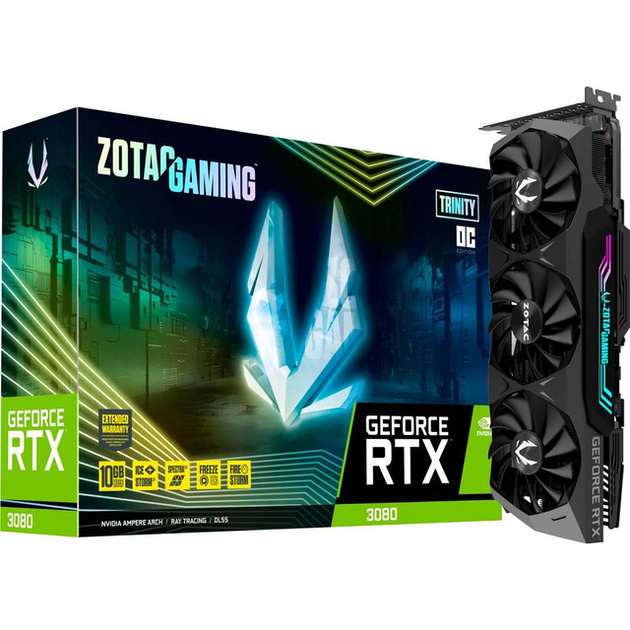 Видеокарта Zotac GAMING GeForce RTX 3080 Trinity OC LHR (ZT-A30800J-10PLHR) - Фото 1 Видеокарта Zotac GAMING GeForce RTX 3080 Trinity OC LHR (ZT-A30800J-10PLHR) - изображение 1