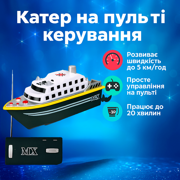 Катер на пульті керування Ming Xing 13см Лайнер швидкість до 5 км/год MX-0011-11/12 - зображення 2