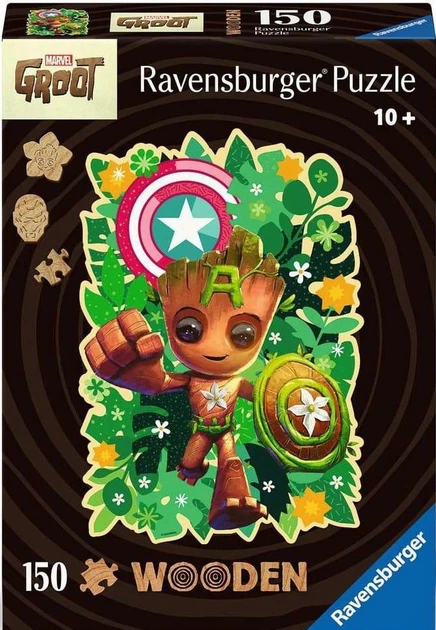 Дерев'яний пазл Ravensburger Marvel Groot 150 елементів 12001459 (4005555014591) - зображення 1