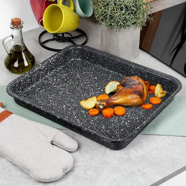 Brytfanna do piekarnika Orion Grande granitowa prostokątna 39.5 x 33.5 x 4.5 cm (8592381144425) - obraz 3