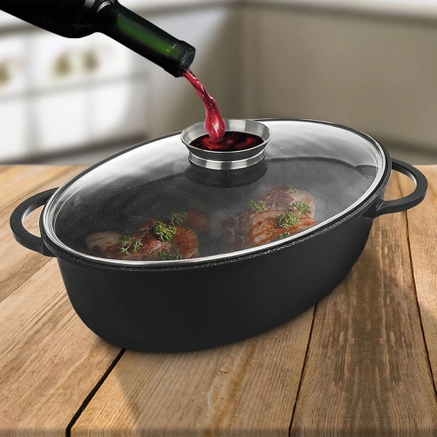 Brytfanna do piekarnika Orion Grande z pokrywką owalna 45 x 27.5 x 19 cm (8592381177010) - obraz 3