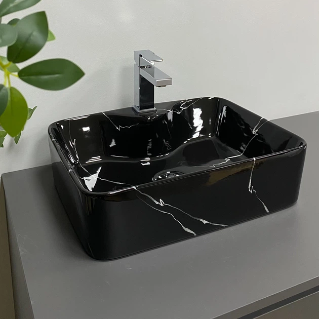 Умывальник (раковина) VBI FORLI BLACK MARMO GLOSSY накладной - изображение 2