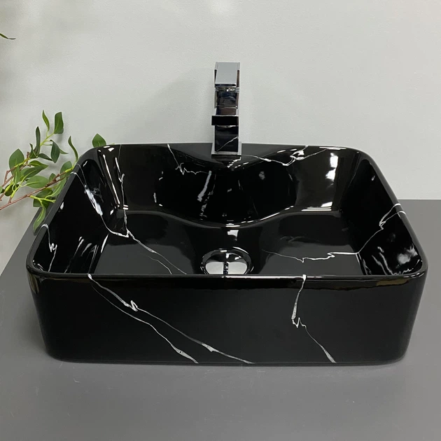 Умывальник (раковина) VBI FORLI BLACK MARMO GLOSSY накладной - изображение 5