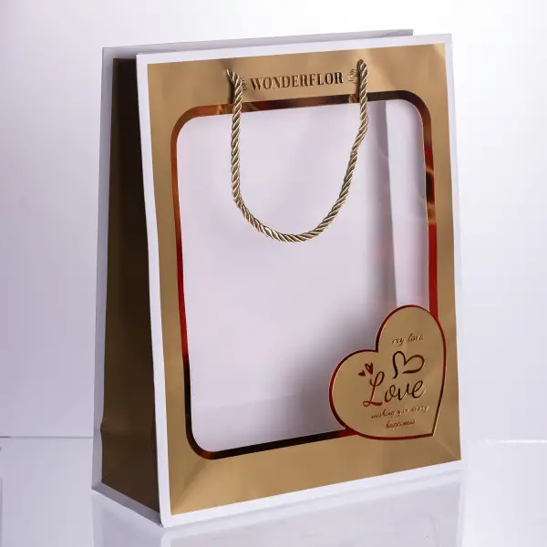 Набір подарункових пакетів з паперу Love з віконцем 12 шт 26×10×32 см HP-10359-18 - Фото 7 Набір подарункових пакетів з паперу Love з віконцем 12 шт 26×10×32 см HP-10359-18 - зображення 7