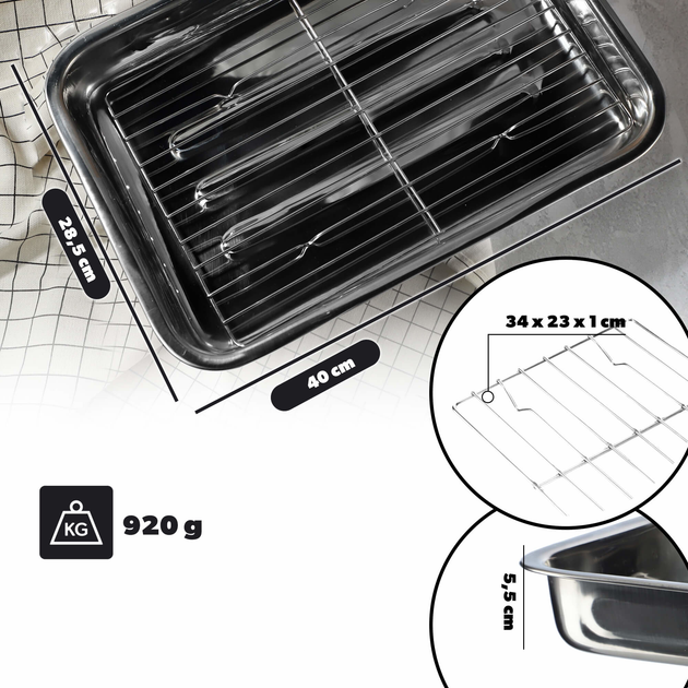 Brytfanna Kadax Motte z rusztem srebrna 40x28.5x5 cm (5903699431030) - obraz 2