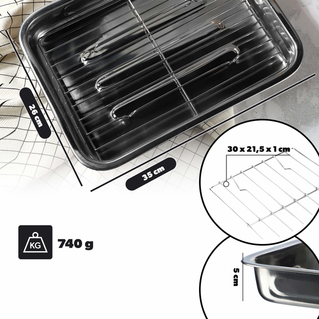 Brytfanna Kadax Motte z rusztem srebrna 35x26x6 cm (5903699431023) - obraz 3