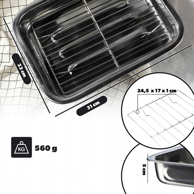 Brytfanna Kadax Motte z rusztem srebrna 31x23x5 cm (5903699431016) - obraz 3