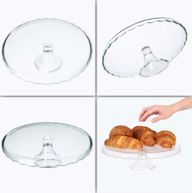 Patera na ciasto Kadax szklana na nodze 32 cm (5903699425701) - obraz 3