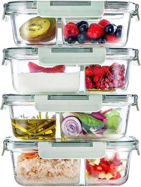 Zestaw szklanych pojemników Kadax Roatta z przegrodkami 4x1000 ml (5906638309223) - obraz 1