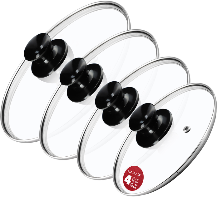 Zestaw pokrywek Kadax Caserta szklanych 20 cm + 24 cm + 26 cm + 28 cm (5903699477496) - obraz 1